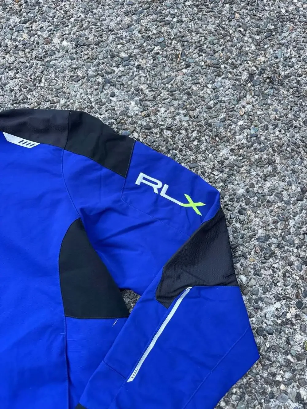 RLX Ralph Lauren Blue Black Full Zip Softshell Primaloft Jacket Size L